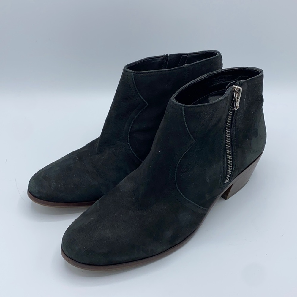 Sam Edelman Black Suede Ankle Booties with Side Zipper